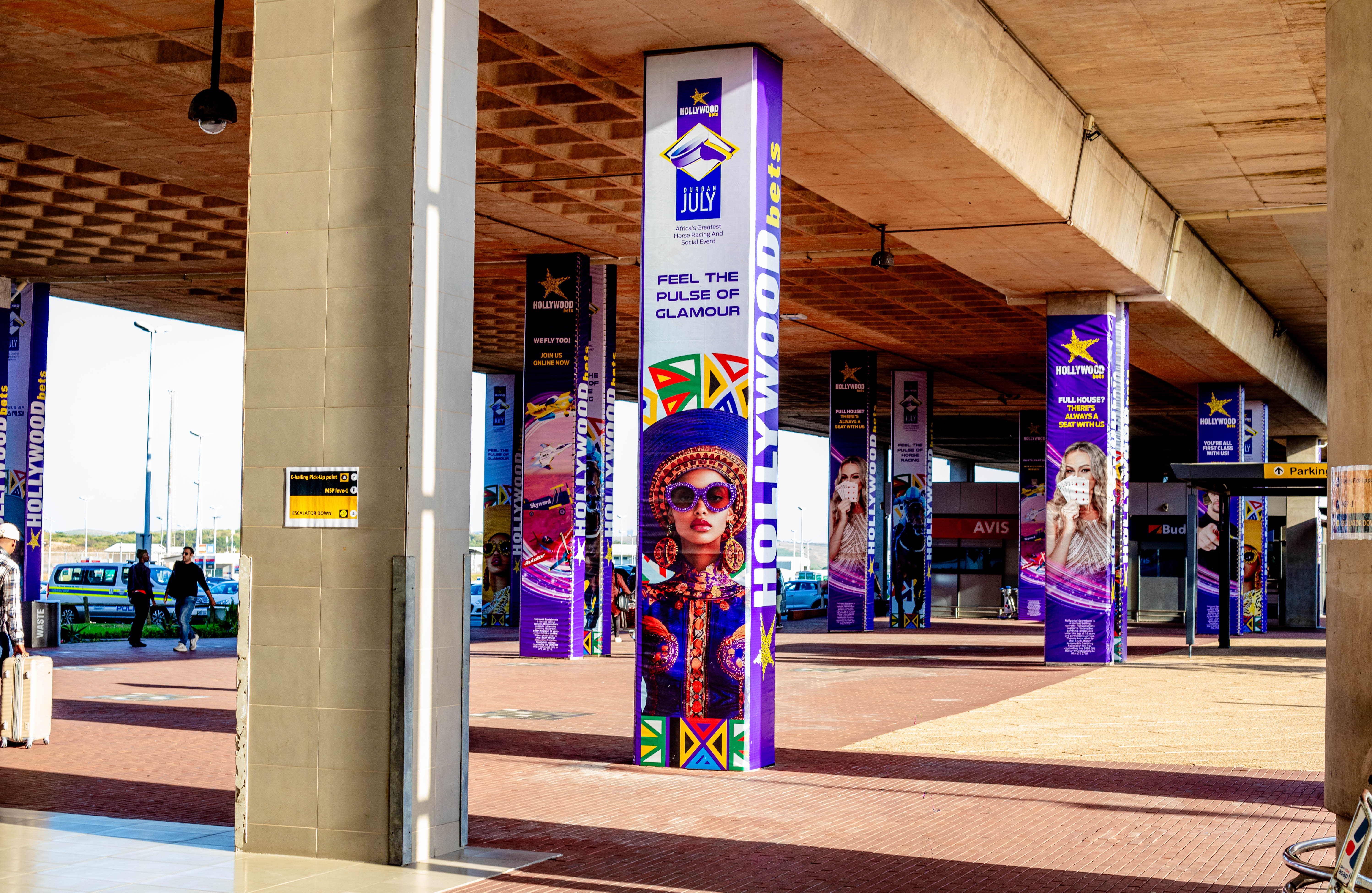 Hollywoodbets Durban July pillar branding installation