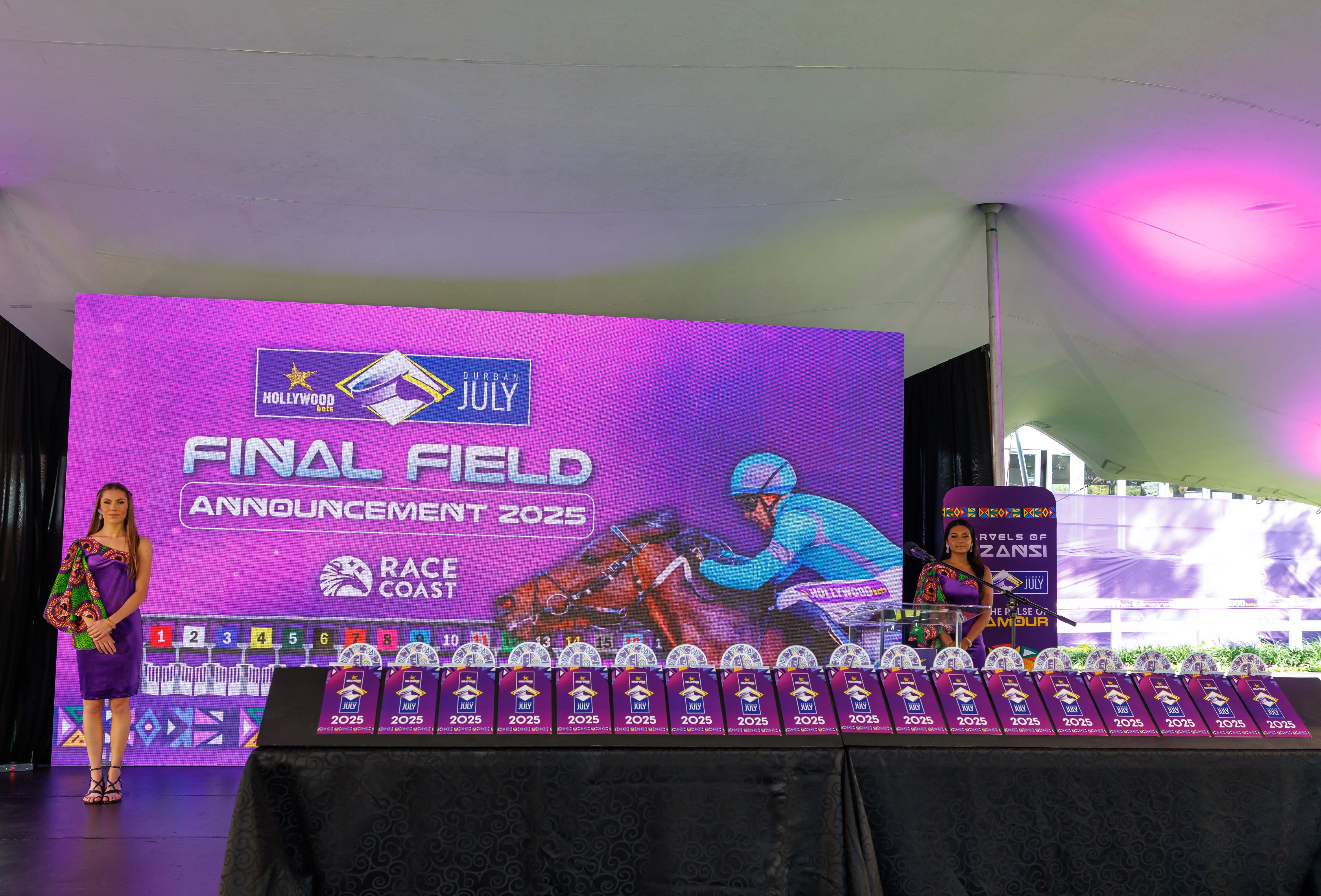 Hollywoodbets Durban July final field announcement stage